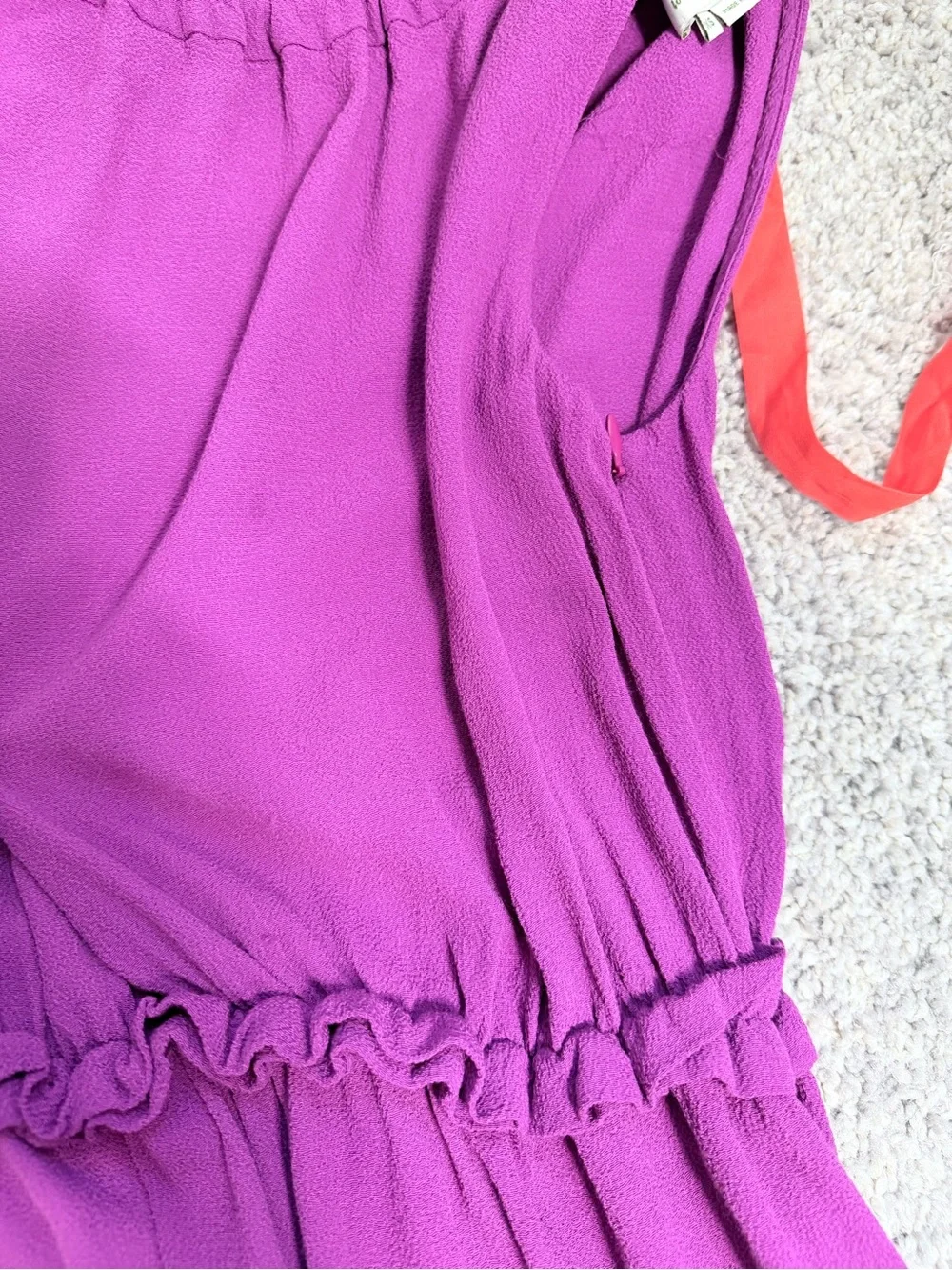 Kate Spade New York Purple Sleeveless Crepe Dress Orange Bow Back XS